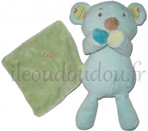 Peluche ours koala bleu mouchoir vert Zen Tout petits U - Zen