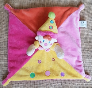 Doudou clown lutin plat rose, jaune, orange Nicotoy, Kiabi - Kitchoun