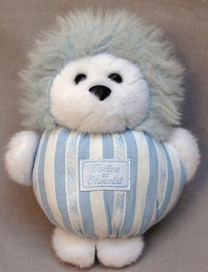 Hérisson ou lion en peluche blanc et bleu petit modèle Tartine et Chocolat, Vintage