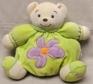 Doudou ours vert, fleur violette Kaloo