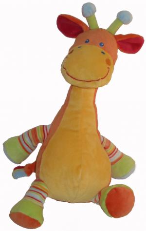 Doudou girafe orange et jaune Animo rigolo boule Mots d'enfant - Leclerc