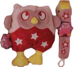 Doudou Chouette ça brille rose + attache sucette DC2151 (sans boite) Doudou et compagnie