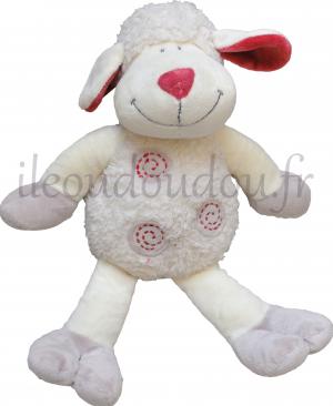 Peluche mouton blanc et rouge Grand modèle Nicotoy, Kiabi - Kitchoun