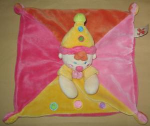 Doudou clown lutin plat rose, jaune, orange Nicotoy, Kiabi - Kitchoun