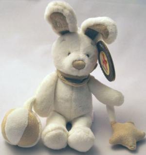 Peluche d'activité lapin blanc, foulard beige *Teddy* Nicotoy