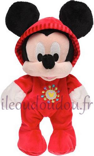 Peluche Michey rouge en pyjama grenouillère Disney Baby, Nicotoy, Simba Toys (Dickie)
