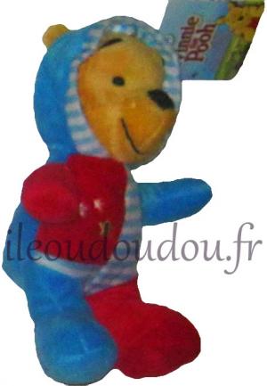 Doudou peluche Winnie en pyjama rouge et bleu -Petit modèle Disney Baby, Nicotoy, Simba Toys (Dickie)