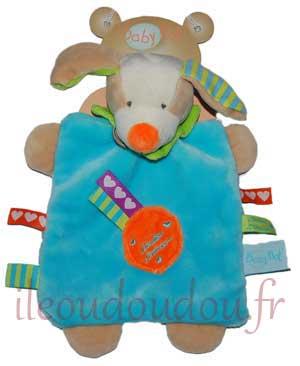 Doudou chien bleu turquoise Doudou d'amour BN751 Baby Nat