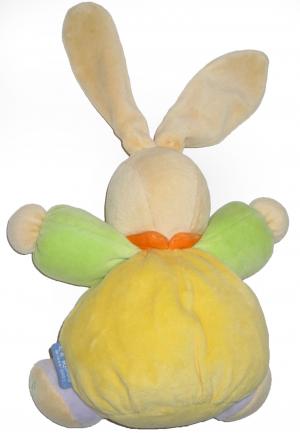Peluche Kaloo lapin boule jaune avec des ronds sur le ventre 1998-2007