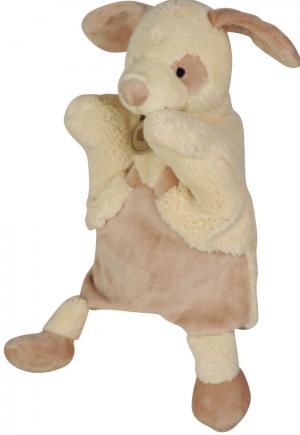 Doudou chien marionnette Nature BN670 marron et crème Baby Nat