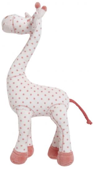 Doudou peluche girafe blanc, étoiles roses TAO (Tape à l'oeil)