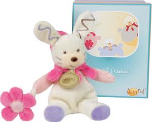 Peluche lapin blanc et rose fleur BN295 Baby Nat