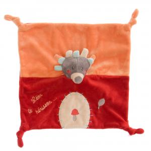 Doudou Léon hérisson rouge et orange champignon Kiabi sos