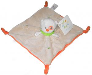 Doudou chat beige et orange carré foulard vert Creativtoys, Kiabi - Kitchoun
