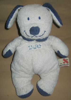 Doudou peluche chien lapin blanc et bleu The Baby Collection Nicotoy