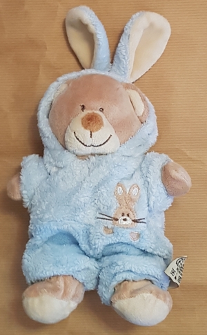 Peluche ours déguisé en lapin bleu The Baby Collection Nicotoy, Grain de blé