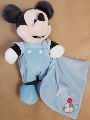 Peluche  Mickey bleu tenant un mouchoir Disney Baby, Nicotoy, Kiabi - Kitchoun