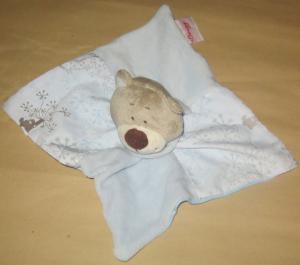 Doudou ours bleu flocons de neige Bengy