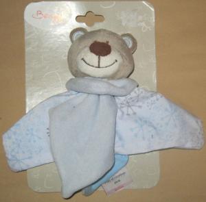 Doudou ours bleu flocons de neige Bengy