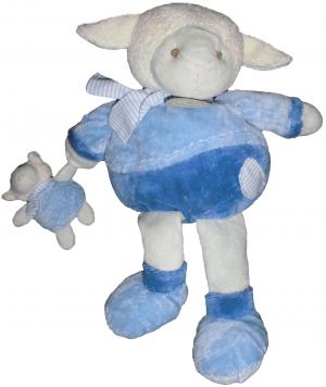 Doudou mouton Gaston bleu avec son bébé Doudou et compagnie