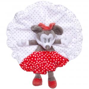Doudou Minnie rond blanc rouge gris à pois Disney Baby, Nicotoy, Simba Toys (Dickie)