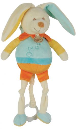 Doudou lapin musical bleu jaune orange Gribouillis - BN657 Baby Nat