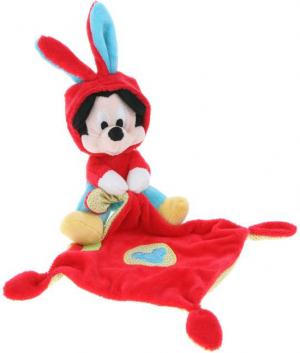 Peluche Mickey déguisé en lapin et tenant un mouchoir Disney Baby, Nicotoy, Simba Toys (Dickie)