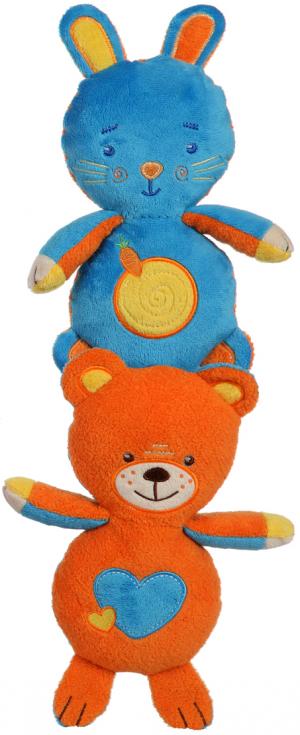 Doudou réversible lapin bleu et ours orange *Flip Flopz* Gipsy