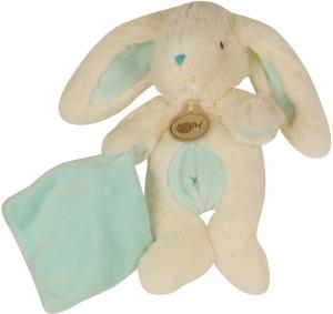 Peluche lapin blanc doudou bleu turquoise Câlin BN743 Baby Nat