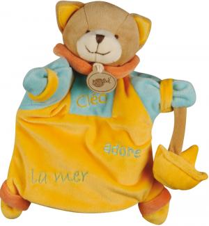 Doudou chat marionnette Cléo adore la mer jaune BN698 Baby Nat