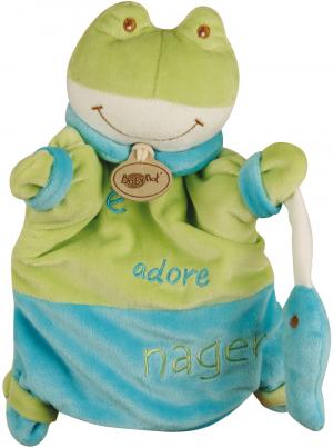 Grenouille marionnette verte et bleue Zoé adore nager BN698 Baby Nat