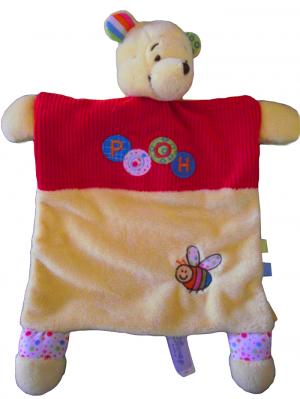 Doudou Winnie POOH rouge et jaune plat rectangle Disney Baby, Nicotoy, Simba Toys (Dickie)