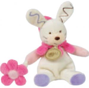 Peluche lapin blanc et rose fleur BN295 Baby Nat