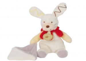 Peluche petit lapin blanc et rouge tenant un mouchoir - BN295 Baby Nat