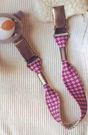Attache-doudou pied de poule et rayures Polkadot
