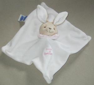 Doudou lapin éponge blanc et rose - ancien modèle Doudou et compagnie
