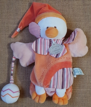 Doudou canard poussin Banjo marionnette orange Doudou et compagnie