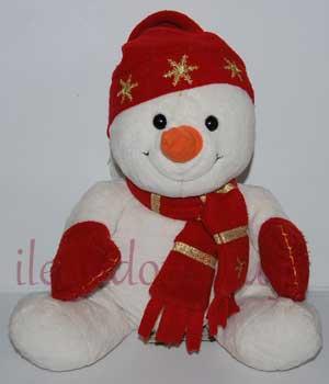 Doudou peluche bonhomme de neige blanc rouge et orange Keel Toys Marques  diverses
