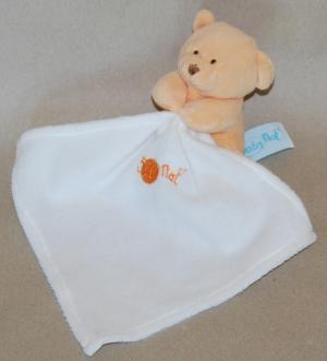 Doudou ours orange tenant un mouchoir blanc brodé Baby Nat' - BN3530 Baby Nat