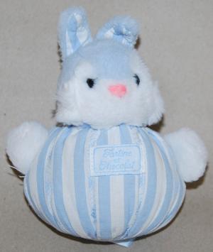 Peluche boule lapin bleu et blanc, tissu rayé - petit modèle Tartine et Chocolat