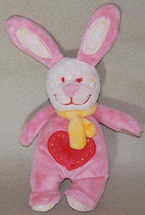 Doudou peluche lapin rose - petit modèle Tex Baby