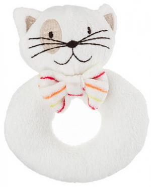 Hochet chat blanc noeud papillon rayé Sergent Major