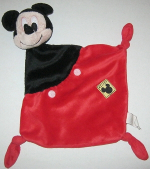 Doudou Mickey plat rouge et noir Disney Baby, Simba Toys (Dickie), Kiabi - Kitchoun