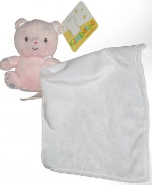 Doudou peluche ours rose avec mouchoir blanc Kimbaloo Kimbaloo - La Halle