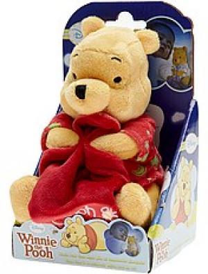 Peluche luminescente ours Winnie jaune et rouge tenant un mouchoir   Disney Baby, Nicotoy, Simba Toys (Dickie)