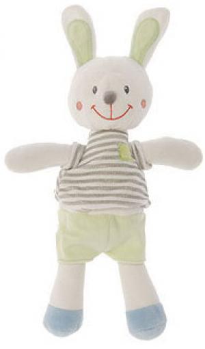 Peluche lapin blanc et vert tee-shirt rayé gris Kiabi Nicotoy, Kiabi - Kitchoun