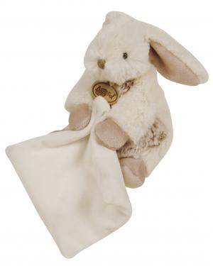 Peluche lapin blanc et marron gris tenant un mouchoir - BN749 Baby Nat