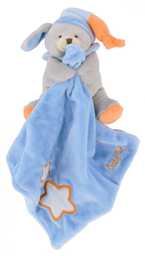 Peluche chien marron orange et bleu tenant un mouchoir - luminescent - BN792 Baby Nat
