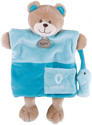 Marionnette ours marron clair et bleu - BN909 Baby Nat