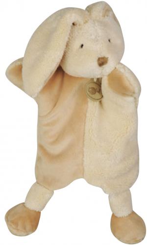 Doudou lapin marionnette Nature BN670 marron et crème  Baby Nat